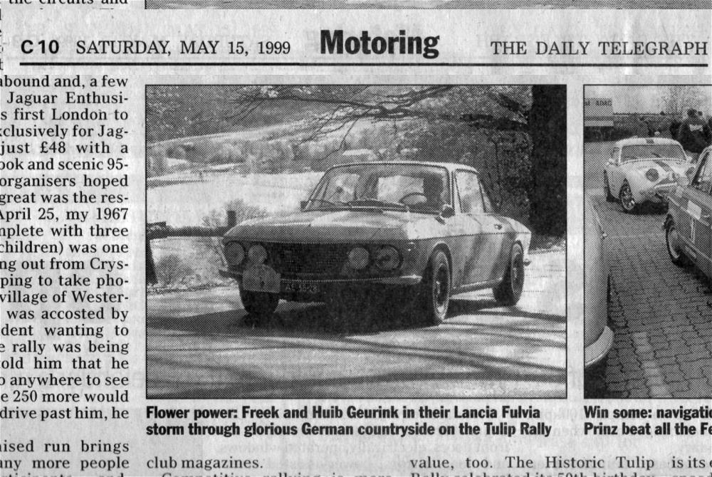 Freek en Huib in Fulvia Rallye 1.3 tijdens de Tulpenrallye 1999